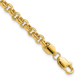 14k 8.5in 5mm Polished Fancy Rolo Link Bracelet