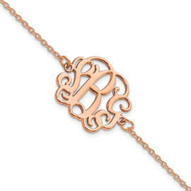 14K Rose Gold Polished Monogram Bracelet