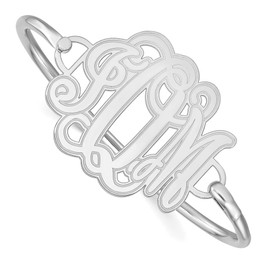 14KW Etched Outline Monogram Plate w/Sterling Silver Bangle
