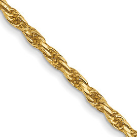 14K 20 inch 1.3mm Diamond-cut Solid Machine Made Rope with Lobster Clasp Chain