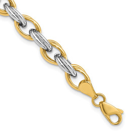 14k Two-tone Fancy Hollow Link Bracelet