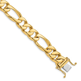 14k 13mm Hand-polished Figaro Link Bracelet