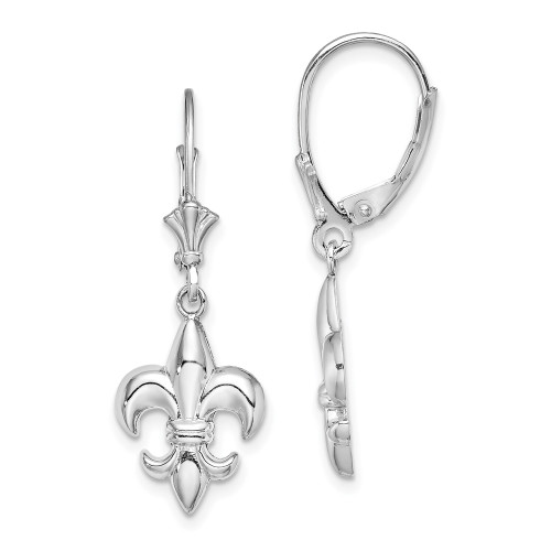 14K White Gold Small Fleur-de-Lis Leverback EARRINGS 14K White Gold Small Fleur-de-Lis Leverback EARRINGS