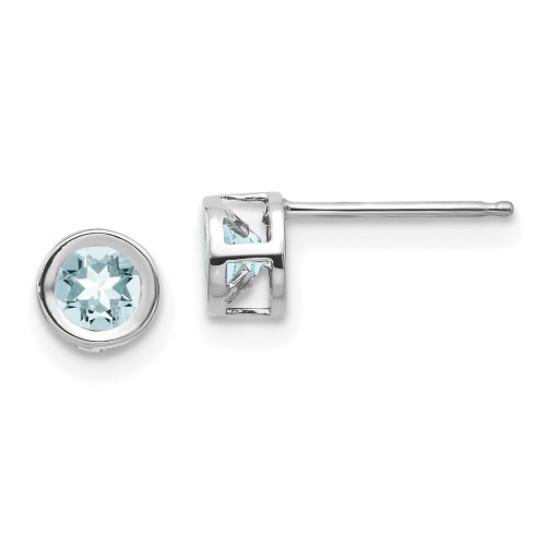 14k White Gold 4mm Bezel March/Aquamarine Post Earrings 14k White Gold 4mm Bezel March/Aquamarine Post Earrings