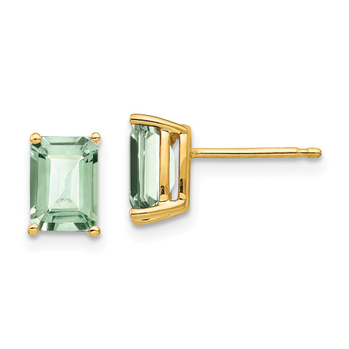 14k 7x5 Emerald-Cut Green Quartz Earrings 14k 7x5 Emerald-Cut Green Quartz Earrings