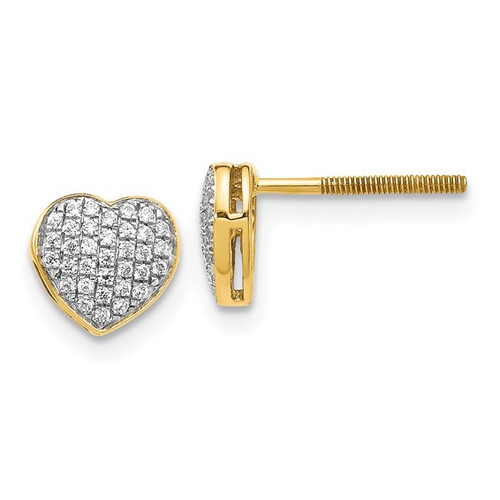 14k Diamond Heart Screw Back Post Earrings 14k Diamond Heart Screw Back Post Earrings