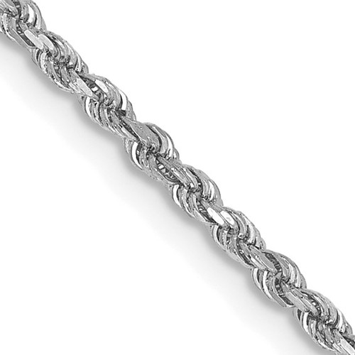 14k White Gold 1.75mm Diamond Cut Rope with Lobster Clasp Chain