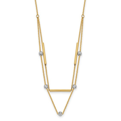 14K Two-tone D/C Beads Fancy 17in Necklace