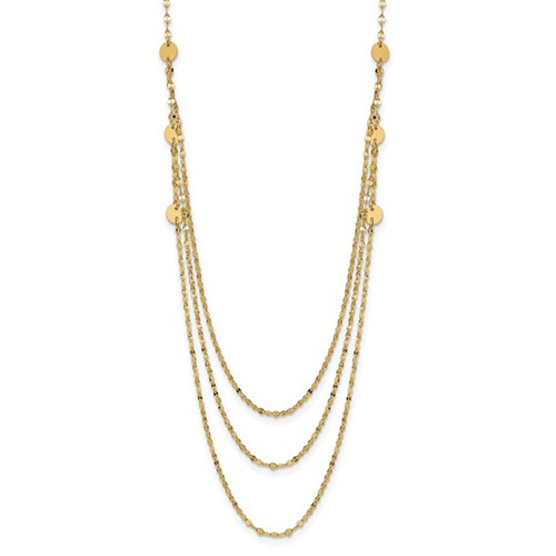 14K Triple Layer Polished Circles Fancy Necklace