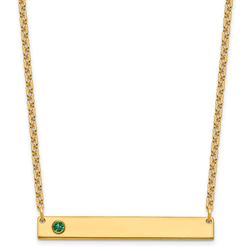 10KY 1 Birthstone w/ 18k Bezel Large Bar Necklace