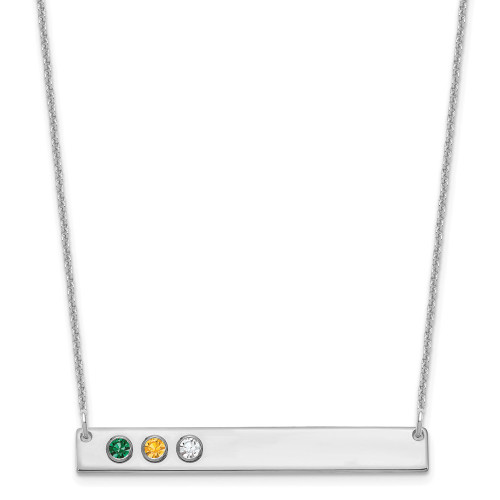 10KW 3 Birthstone w/ 18k Bezel Large Bar Necklace