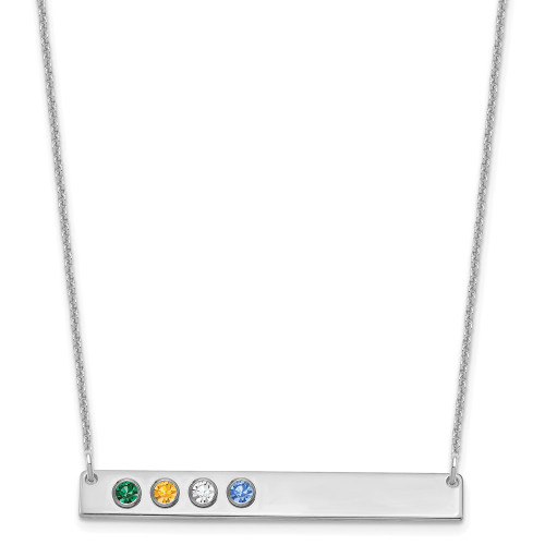 10KW 4 Birthstone w/ 18k Bezel Large Bar Necklace