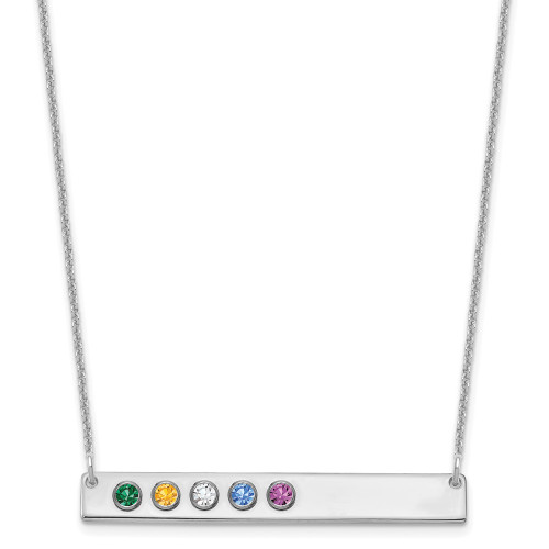 10KW 5 Birthstone w/ 18k Bezel Large Bar Necklace