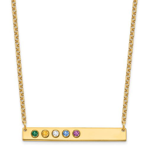 10KY 5 Birthstone w/ 18k Bezel Large Bar Necklace