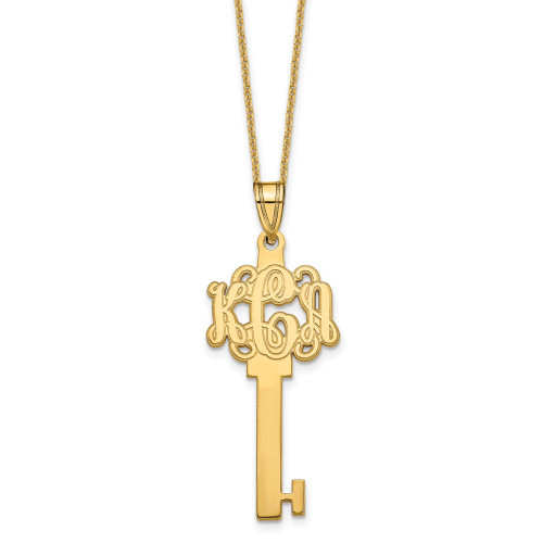 10KY Polished Monogram Key Necklace