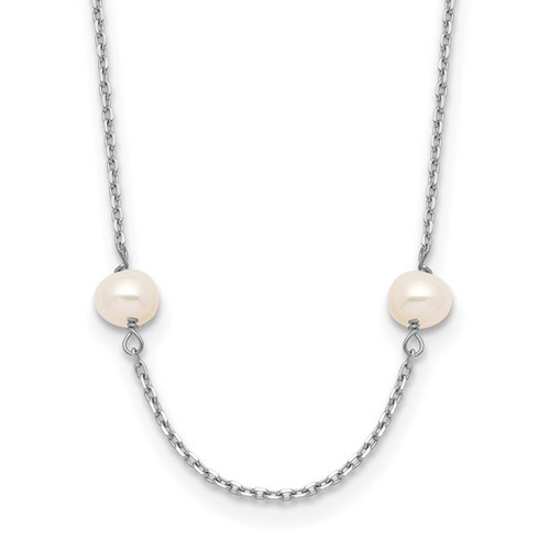 14K WG 4-5mm White Near Round FW Cultured Pearl 8-station Necklace
