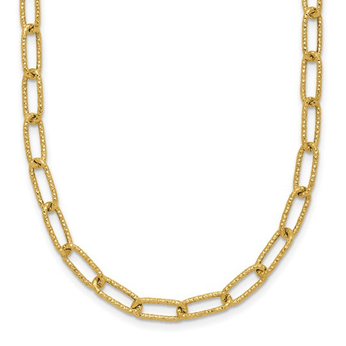 14K Textured Open Link Necklace