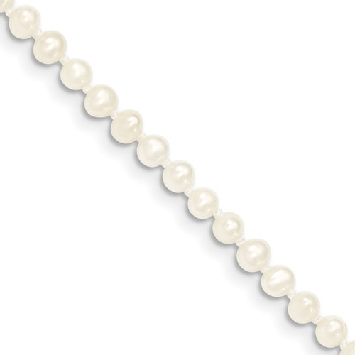 14k 3-4mm White Near Round Freshwater Cultured Pearl Necklace