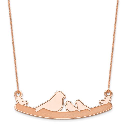 14K Rose Gold 2 Children Bird Family Necklace
