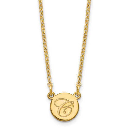 14K White Gold Small Circle with Script Initial Necklace