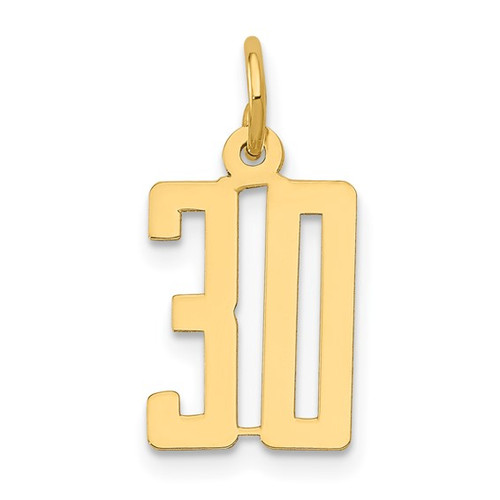 14k Small Elongated Number 30 Charm 14k Small Elongated Number 30 Charm