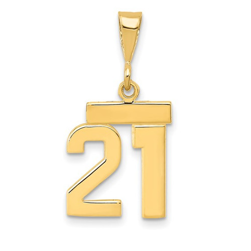 14k Small Polished Number 21 Charm