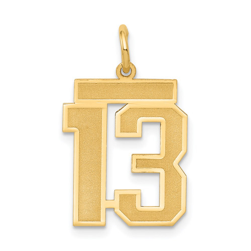 14k Medium Satin Number 13 Charm 14k Medium Satin Number 13 Charm
