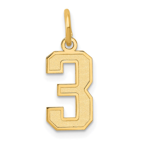 14k Small Satin Number 3 Charm 14k Small Satin Number 3 Charm