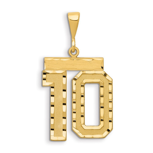 14k Small Brushed Diamond-cut Number 10 Charm 14k Small Brushed Diamond-cut Number 10 Charm