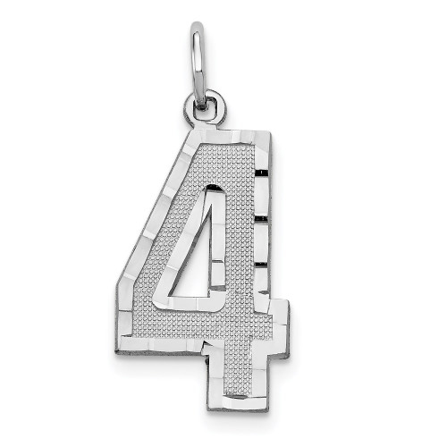 14kw Large Brushed Diamond-cut Number 4 Charm