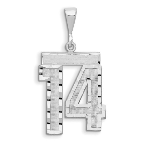 14kw Large Brushed Diamond-cut Number 14 Charm