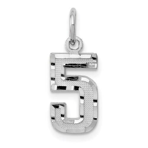 14kw Small Brushed Diamond-cut Number 5 Charm 14kw Small Brushed Diamond-cut Number 5 Charm