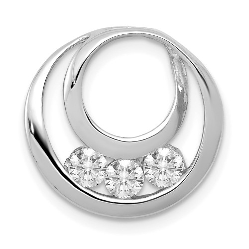 14k White Gold 3.2mm AA Diamond Three Stone Circles Chain Slide