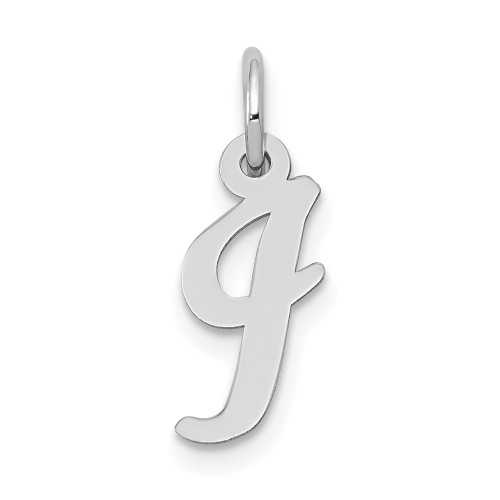 14k White Gold Small Script Letter I Initial Charm