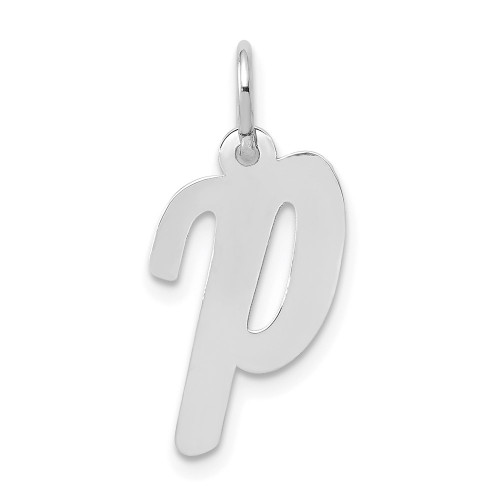 14k White Gold Medium Script Letter P Initial Charm