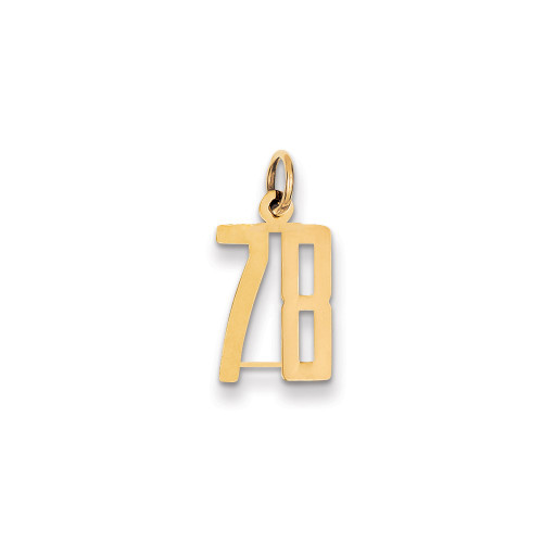14k Small Elongated Number 78 Charm