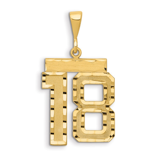 14k Large Brushed Diamond-cut Number 18 Charm 14k Large Brushed Diamond-cut Number 18 Charm