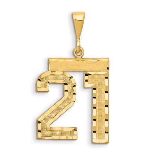 14k Large Brushed Diamond-cut Number 21 Charm 14k Large Brushed Diamond-cut Number 21 Charm