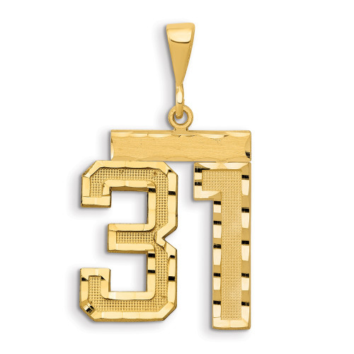 14k Large Brushed Diamond-cut Number 31 Charm 14k Large Brushed Diamond-cut Number 31 Charm