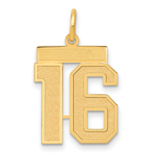 14k Medium Satin Number 16 Charm 14k Medium Satin Number 16 Charm