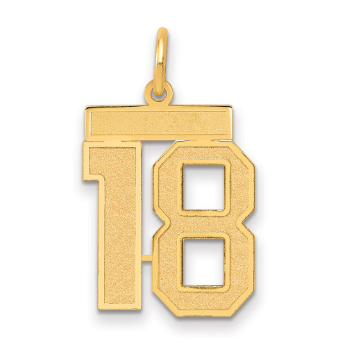 14k Medium Satin Number 18 Charm 14k Medium Satin Number 18 Charm