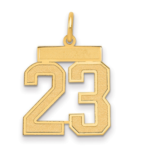 14k Medium Satin Number 23 Charm 14k Medium Satin Number 23 Charm