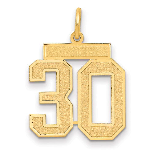 14k Medium Satin Number 30 Charm 14k Medium Satin Number 30 Charm