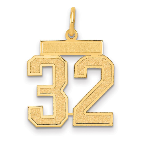 14k Medium Satin Number 32 Charm 14k Medium Satin Number 32 Charm