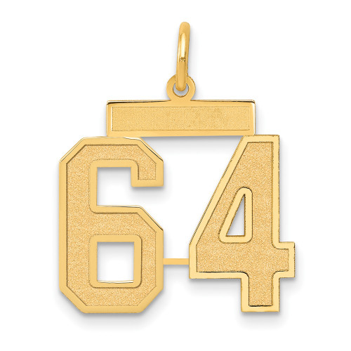14k Medium Satin Number 64 Charm 14k Medium Satin Number 64 Charm
