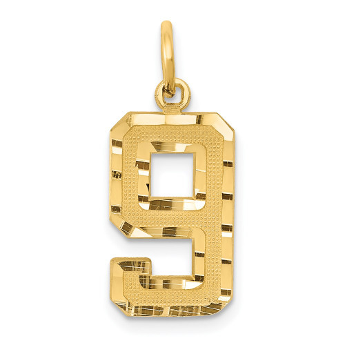 14k Medium Diamond-cut Number 9 Charm 14k Medium Diamond-cut Number 9 Charm
