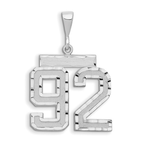 14kw Large Brushed Diamond-cut Number 92 Charm