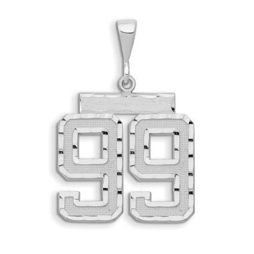 14kw Large Brushed Diamond-cut Number 99 Charm
