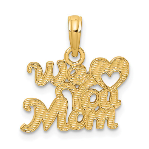 14k WE HEART YOU MOM Charm
