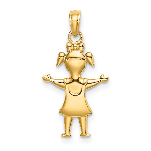 14k Solid Polished Girl with Pig-Tails Charm